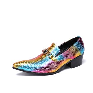 Pointed Toe High Heel Mens Colorful Leather Shoes Plus Size Men Business Party Shoes Wedding Men Dress Shoes