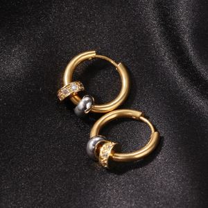 Męskie Hip Hop Hoop Kolczyki Jewelnia Women Gold Vintage Earring z diamentem