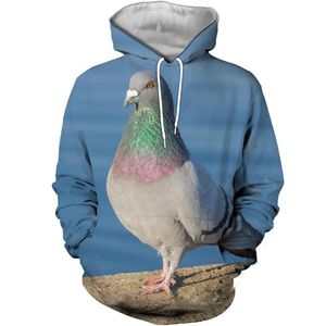 Herrtröjor tröjor duva huvtröja herrkvinnor 3d fågeltryck streetwear papegoja djur hip hop sport mode alternativa pu