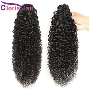 Kinky Curly Human Hair Ponytail Extensions Claw On Clip In Brazilian Virgin Thick Curly Natural Ponytails Hairpiece For Black Women