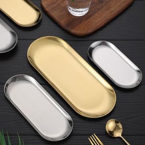 Dishes & Plates Stainless Steel Gold Dining Plate Dessert Nut Fruit Cake Tray Snack Kitchen Western Steak Dish