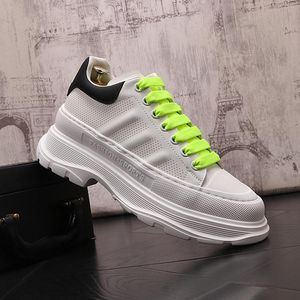 British Style Dress Wedding Party Shoes Fashion White Pet Vulkaniserad andningsbar Walking Casual Sneakers Round Toe Tjock Bottom Business Driving Loafers