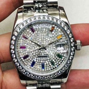 Date Aaaaa Luxury Mens Mechanical Watch the Log of Rs House Is Full Colored Stones and Automatic Table 36mm Swiss