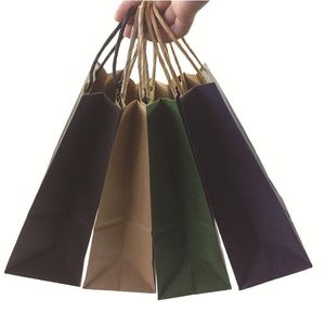 50pcs Saco de presente de papel kraft da moda com maçaneta/sacolas de compras/bolsa de embalagem marrom de Natal/excelente qualidade 21x15x8cm T200229