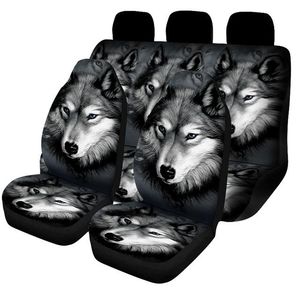 Autositzbezüge Aimaao Wolf Print Cover Komplettset Universal Fit Komfort Eimer- und Bankschoner für SUV TruckCar