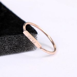 Wedding Rings 316 L Titanium Steel Jewelry Chic Square Love Anniversary Weeding Couple Ring Rose Gold Color Fashion Woman Never FadeWedding