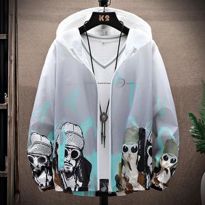 メンズジャケット夏の日焼け止め衣類男性用Street Skin Jacket 3D印刷薄いセクション通気性クイックドライマンズ