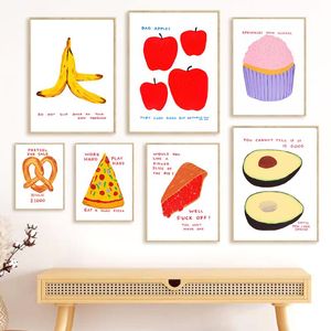 Wholesale pictures quotes resale online - Paintings Pizza Pie Banana Apple Grey Humor Quotes Wall Art Canvas Painting Nordic Posters And Prints Pictures For Living Room Decor