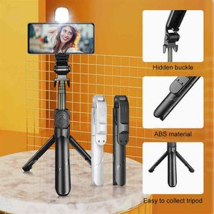 Mobil Selfie Stick toptan satış-5 selfie stick tripod ışık uzaktan kumanda ile mobil kablosuz bluetooth dengeleyici tutucu telefon iphone Samsung H110219N için