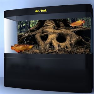 Anpassad stor riumbakgrundsaffisch med Selfadhesive High Definition Tree Root PVC Fish Tank Picture Decor Sticker Y200917
