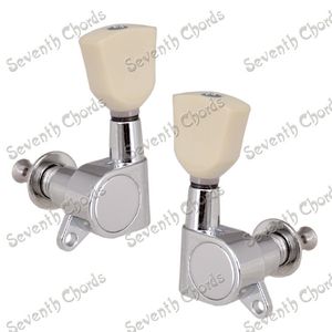 Wholesale tuner head for sale - Group buy 6 Chrome Sealed gear Acoustic Electric Guitar Tuning Pegs Tuners Machine Heads Cream White Retro Trapezoid Handle