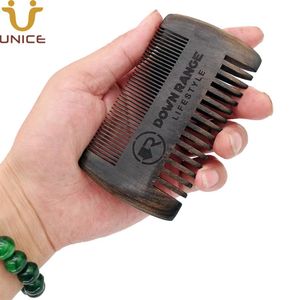 MOQ 50 PCS Premium Customized Carved LOGO Hair Beard Comb Black Wood Men 261v