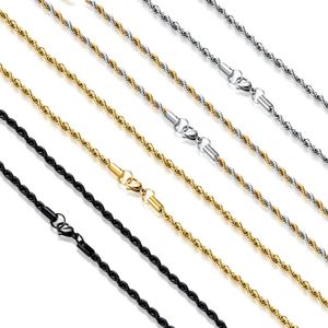 Chains Stainless Steel Rope Chain Colors Width mm Various Length Never Fade Twisted Necklace