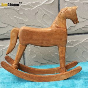 Creative Carving Wood Rocking Horse DIY Handmased Craft For Children Barn Födelsedagsdekoration Barndoms Present Wedding Home Decor 220706