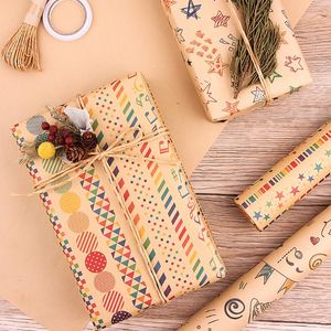 Gift Wrap 3pcs/6pcs Birthday Wrapping DIY Suit Cartoon Pattern Musical Note Kraft Paper Papers For Home Decoration SuppliesGift