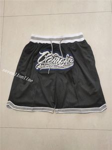 Basquete americano de basquete masculino curto preto NCAA NC Stitched Baseball Shorts Sport Pantalones Cortos Hombre com zíper do zíper do bolso 2xl
