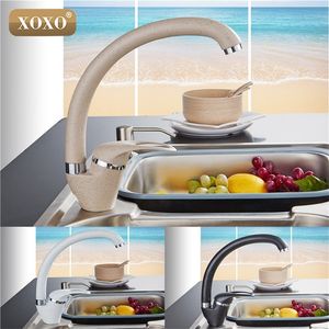 XOXO Modern Style Home Mehrfarbiger Kupfer-Küchenarmatur Kalt- und Warmwasserhahn Einhebelmischer Schwarz Weiß Khaki 3309BE T200423