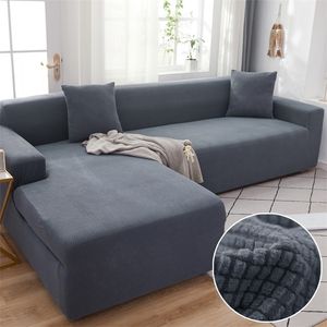 Elastiska soffa täcker för vardagsrumschaise lounge l form hörn sammet stretch soffa fåtölj slipcover möbler skydd 220513