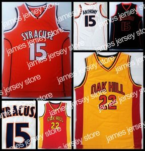 Ny #22 Oak Hill High School Jersey Carmelo Anthony #15 Syracuse College Basketball Jersey Herr Sydd Orange White Yellow