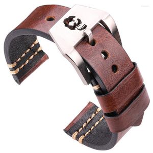 Watch Bands Handmade Watchbands With Metal Skull Hollow Buckle 4 Colors Women Men Genuine Leather Band Strap AccessoriesWatch Hele22