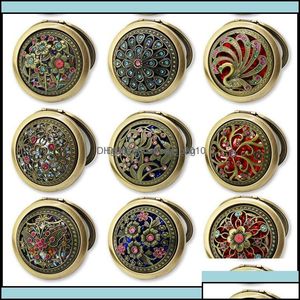 Mirrors Home Decor Garden Gardenmini Retro Vintage Style Butterfly Flower Peacock Makeup Cosmetic Pocket Compact Stainless Mirror Drop Del on Sale