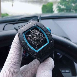 Luksusowy zegarek Richamill Mens Mechanical Watch RMS055 W pełni automatyczny ruch Sapphire Mirror Guma opaska zegarkowa Szwajcarskie zegarek P0xu