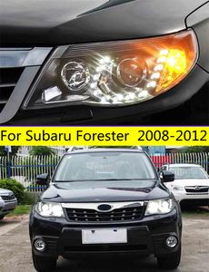 Передняя фара DRL для Subaru Forester 2008-2012, фара в сборе, полностью светодиодная линза, указатель поворота, головной светильник