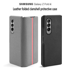 Samsung Galaxy Z Fold4 Fold3 W22 Fold 2 W21バックカバーの本革の本フリップ携帯電話ケース