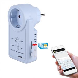 EU Plug GSM Temperature Sensor SMS Remote Control Power Outlet Switch With Telephone Alarm Temperature Query Power Off Function T200605
