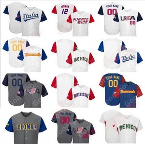 Custom Baseball Classic Jersey Porto Rico Dominicana Americ italia Venesuela Mexico Cuba WBC jerseys Mens Womens Youth