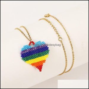 Colares pendentes Ant Angel Girl Gift Gift Colar coreano Cute Tecido Miyuki Colorf Heart Feminino Tend￪ncia Charact Bdesybag Dh63w