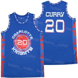 Men Movie High School 20 Stephen Curry Jersey de basquete Cristão Cavaleiros Uniformes Hip Hop College For Sport Fãs Universidade Blue Color Team costurar