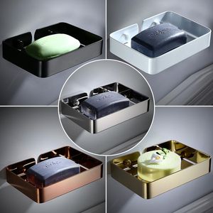 Soap Dishes 304 Stainless Steel Holder Bathroom Shampoo Basket Shelf Wall Mounted Dish Rack Box 4 ColorSoap