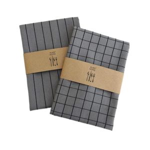 Table Napkin Cleaning Cloth Tea Coffee Mug Mat Home Kitchen Towels Gray Plaid 100% Cotton Striped Dish TowelTable