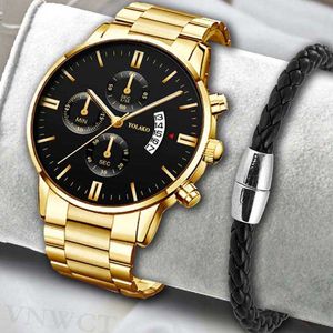 Hot Watches Fashion Men Stainless Steel Watch Luxury Calendar Quartz Wristwatch Business Watches Man Clock Relogio Masculino