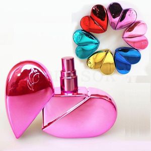 Bouteilles de parfum en verre en forme de coeur avec pulvérisateur rechargeable atomiseur de parfum vides pour les femmes