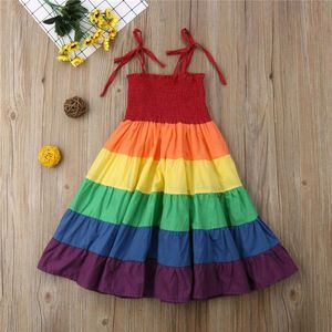 2 lat Baby Girl Rainbow Pageant Party Princess Dress Kid Sundress Toddler Kolorowe ubrania sukienki tutu
