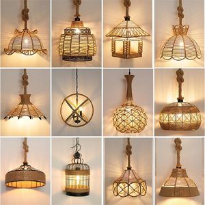 Lampy wiszące ręcznie robione lampy liny retro przemysłowy salon sypialnia bar wiszący amerykański dekoracje wiejskie oprawy