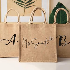 Cosmetic Bags & Cases Personalized Custom Bridesmaid Travel Beach Burlap Tote Gifts Bridal Wedding Bachelorette Party Favors Jute BagsCosmet