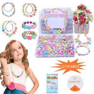 700pcs DIY Handmade Beaded Children's Toy Creative Loose Spacer Beads Crafts Making Bracelet Necklace Jewelry Kit Girl Gift 220428