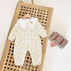 2022 Yeni Bebek Çocuk Giysileri Sevimli Bebek Kızlar Çiçek Kaldırıcılar Bahar Sonbahar Kıyafetleri Newbor 1. Doğum Günü Kıyafetleri Jumspuits G220510