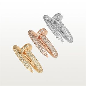 Nagelring luxe designer sieraden ster diamantringen voor dames titanium stalen legering vergulde mode accessoires nooit fad317b