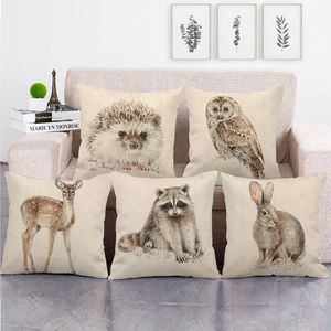Cushion/Decorative Pillow 45cm Light Printed Animal Design Linen/cotton Throw Covers Couch Cushion Cover Home Decor PillowCushion/Decorative