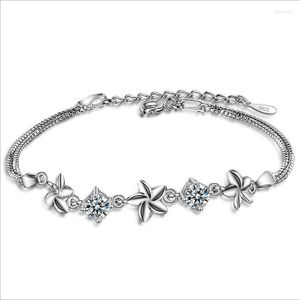 Charmarmband Fashion Silver 925 Sterling Women Jewelry Crystal Flower Girl Party Accessories Lady Present Kent22