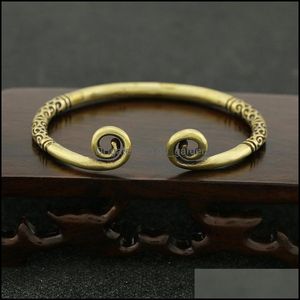 Vintage Copper Błyszczący Handmade Mosiądz Bransoletka Tight Hoop Otwarcie Biżuteria Biżuteria Dla Kobiet Regulowane Bransoletki Antique Drop Dostawa KP