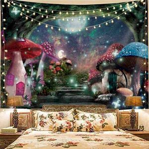 Sepyue Mushroom Fantasy Fairy Psychedelic Trippy Carpet Wall Hange Bedroom Living Room Home Dorm Decoration Boho Decor 95x73 J220804