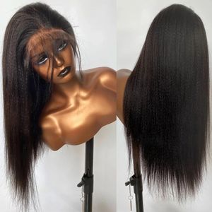 Light Yaki Straight 13x6 Lace Front Wigs Natural Color Glueless Synthetic T Part Wigs Heat Resistant Fiber Hair aLace frontal Wig