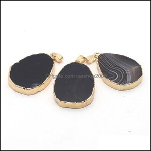 Collane a ciondolo a pendente gioiello boutique naturale a strisce nera a strisce semi-preziosa forma ovale ovale m dhgqk
