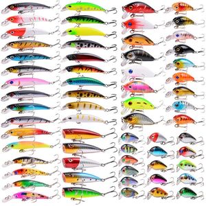 Karışık renkler balıkçılık cazibesi 510pcs minnow popper wobbler krankbaits yapay plastik sert yem kiti mücadele 220812