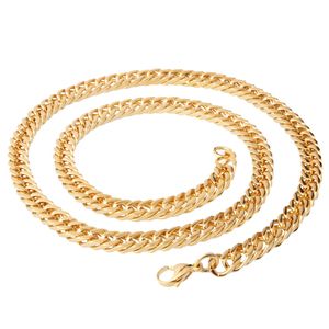 Złota ze stali nierdzewnej Złota 8 mm podwójnie tkany łańcuch Hip Hop Man Naszyjnik 18 20 22 24 26 28 30 cali biżuteria mody